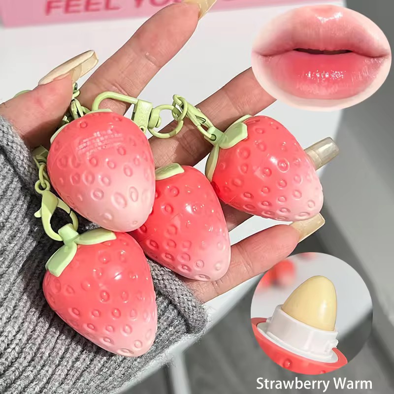 Strawberry 🍓 Lip Balm With Key Chain | Cute Stuffs